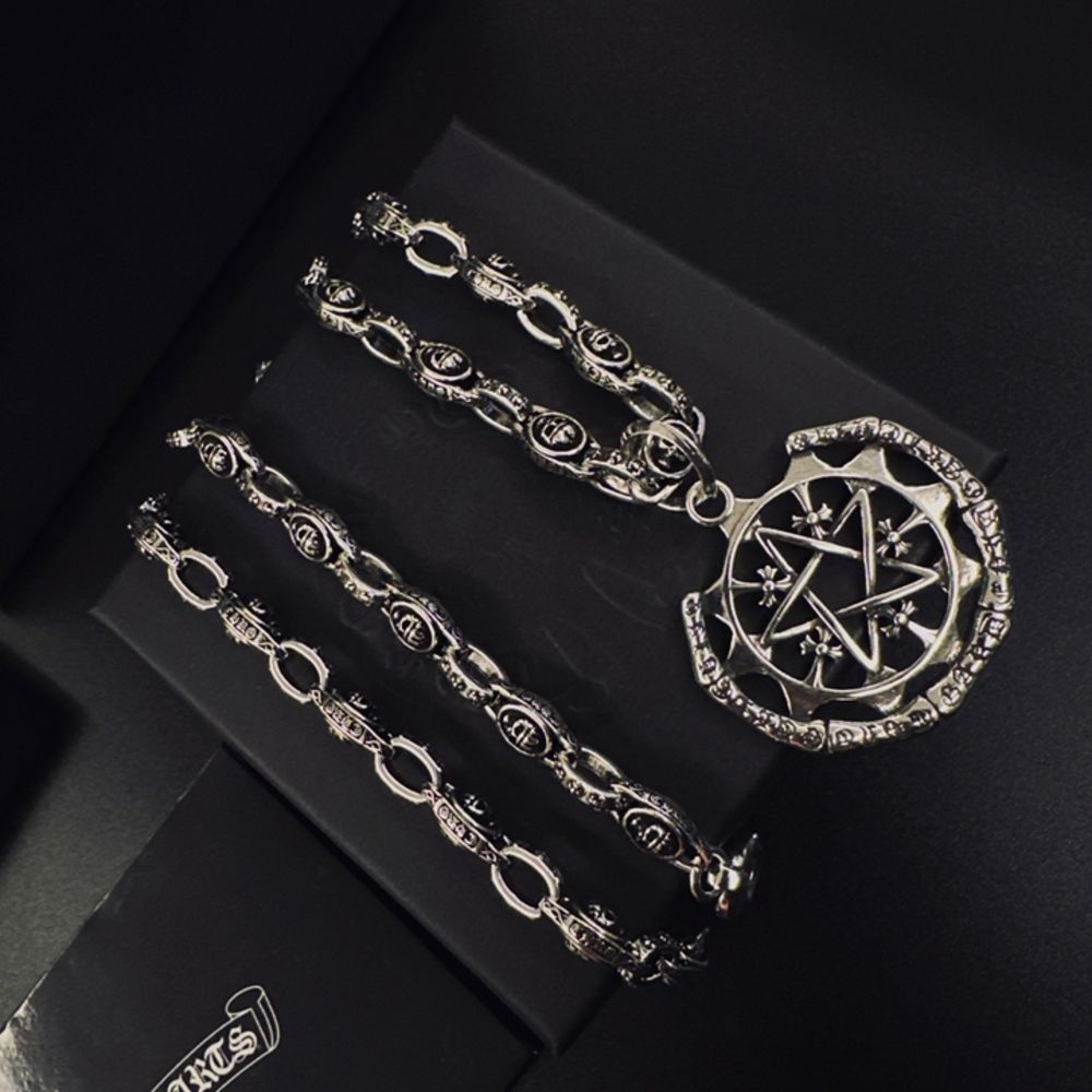 Chrome Hearts Pentagram Silver Pendant Necklace